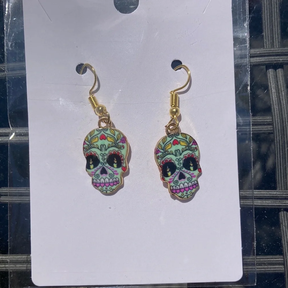 42. “Sugar Skull” earrings. - Picture 1 of 2